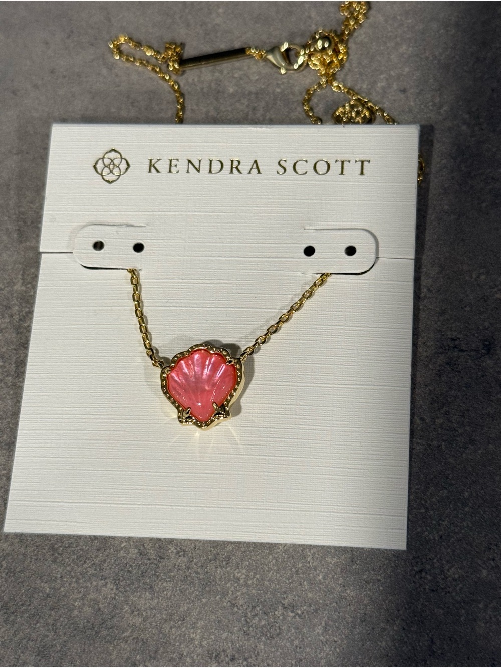 Kendra Scott Gold Plated Pink Shell Charm Necklace